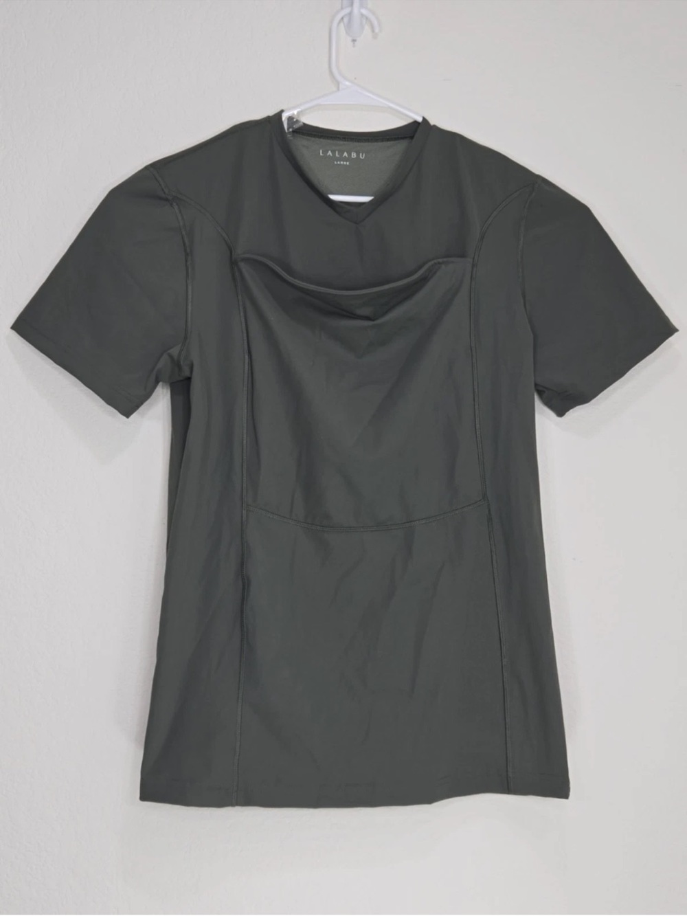 Lalabu Dad Shirt Baby Wearing Pouch V-Neck Short Sleeve Green Size L Mens